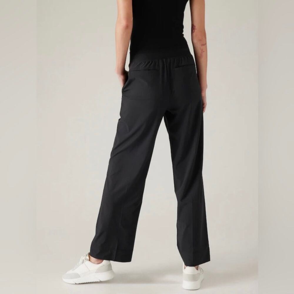 Athleta Brooklyn Heights High Rise Wide Leg Trousers Pants 8 Black Office 58449 - Picture 2 of 13
